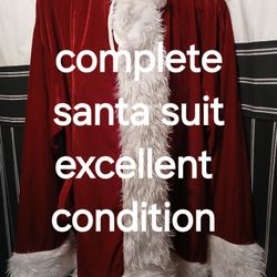 Santa Suit, Top, Bottom, Beard, Belt, Hat, Gloves, Boot Trim, Excellent Condition 
