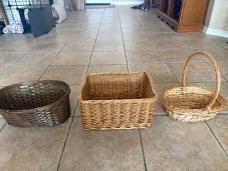 3 Wicker/Rattan Baskets Storage Decor