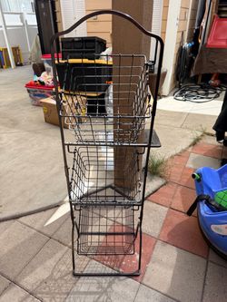 3-Tier Metal Wire Storage Basket Stand
