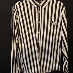 Mickey Mouse Disneyland Striped Button Down Shirt 