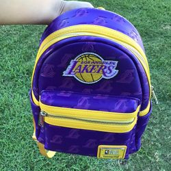 NBA Lakers Basketball Loungefly Backpack Lebron James Luka Doncic Austin Reaves Kobe Bryant Los Angeles Lakers Logo Icon Symbol Mini Backpack