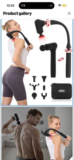 Upgraded 2-in-1 Massage Gun with Heat, Pain Relief Deep Tissue Back and Neck Massager with Extension Handle, Handheld Muscle Massage Gun for Back, Sho