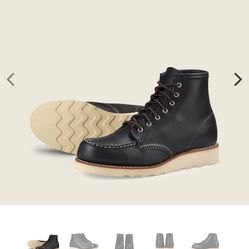 SIZE 8 RED WING THE CLASSIC MOC WATERPROOF LEATHER SOFT TOE BOOTS BRAND NEW 