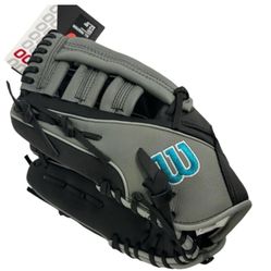 New Wilson A500 12.5" Black/Grey/Tropical Blue Left Hand Throw Baseball Glove