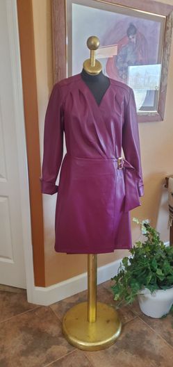 NWT Inc international faux leather wrap design dress size M