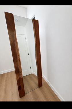 Large Solid Wood Live Edge Free-Standing Floor Mirror 66” × 24”
