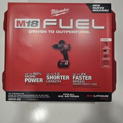 Milwaukee M18 Fuel Drill Driver With 2 Batteries And Charger 