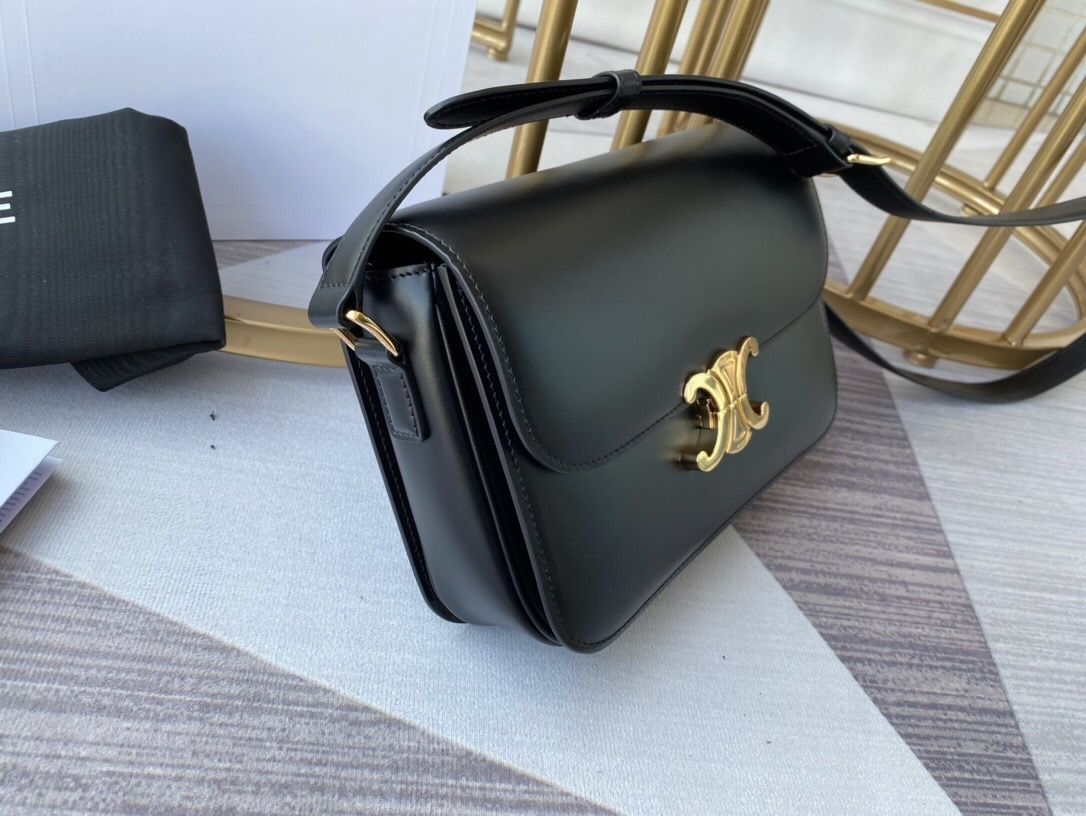 100% authentic CELINE / CELINE O Arc de Triomphe bean curd bag black small square bag handbag shoulder bag crossbody women's bag