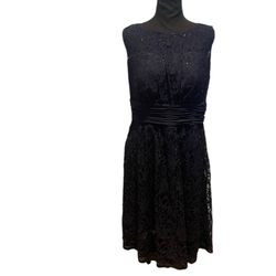 Navy Sleeveless Sequin Mid Length Dress Sangria 16