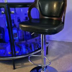 Homall Bar Stool Walnut, Adjustable Height Modern Barstools Vinyl Seat (Black)