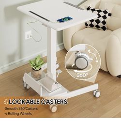 New in box : White portable desk on wheels