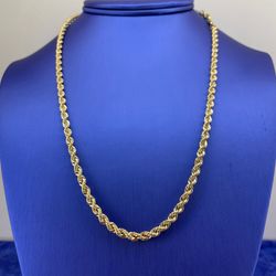 10Kt Yellow Gold 20” Hollow Quint Rope Necklace 6.80g 3.8mm 207928/2