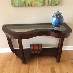 Glass top console table