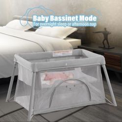 Travel Crib, Portable Crib for Baby Lightweight Travel Bassinet with Comfortable Mattress and Carry Bag for Babies to Toddlers, Folding Portable Baby 