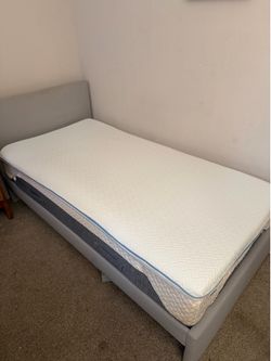 Twin mattress and mattress topper and wood bed frame