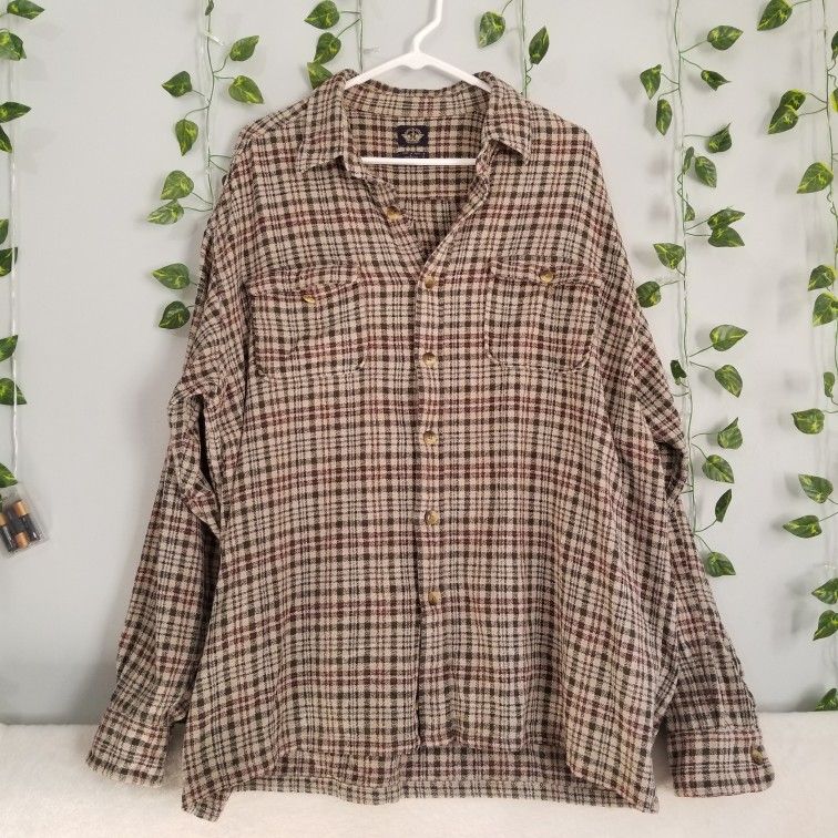 Dockers Mens Large 100% Cotton Plaid Button Down Long Sleeve Shirt