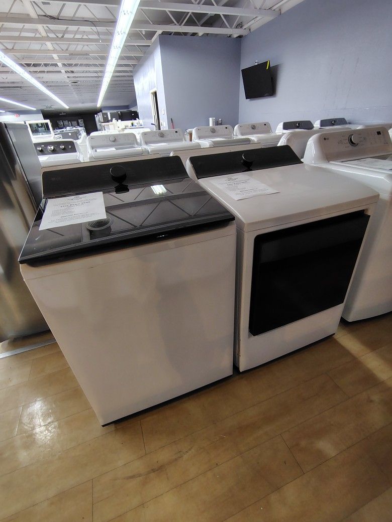 $1298 LG 5.T CU FT + 7.3 CU FT GAS DRYER SET, FULLY TESTED, 1 YR WARRANTY