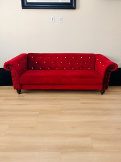 Burgundy Velvet Tufted Chesterfield Sofa