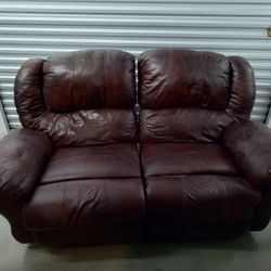 Real Leather Reclining Loveseat 