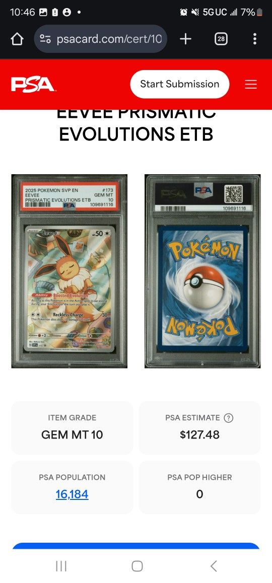 Even Prismatic Evoltions PSA 10