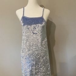 Crushed Velvet Baby Blue Tank Dress - Children’s Size