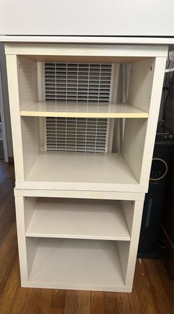 White Stackable Cube Shelves / Bookcases – Set of 2