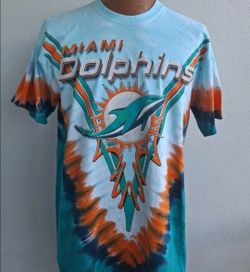 Miami Dolphins Tie Dye Double Sided T-shirt Sz L Majestic