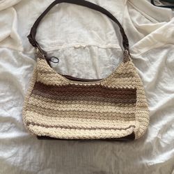 Boho Brown And Beige Toned Crochet Shoulder Purse
