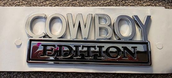 Cowboy Edition Adhesive Back metal Badge Emblem  3.14"x1.18" SHIPPING AVAILABLE