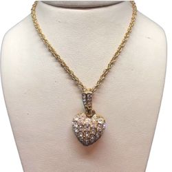 Vintage Monet Crystal Heart Necklace