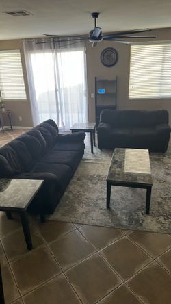 Black Couch with tables