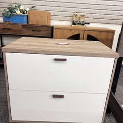 Wood Lateral File Cabinet, Sky Oak Finish, New