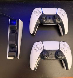 2 PS5 Controllers W/ PS Charging  station