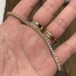 14K Yellow Gold Lab Grown Diamond Tennis Bracelet