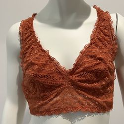 Victoria Secret’s Copper / Orange Unlined Lace Racer Back Bralette Size Medium