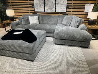 Gray Corduroy Sectional Couch Set Fast Delivery Military Discount Only $39 down payment 👉 Please ask Jon Green for a discount when you arrive!