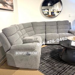 Grey Linen Sofa Sectional Recliner 🔥buy Now Pay Later 
