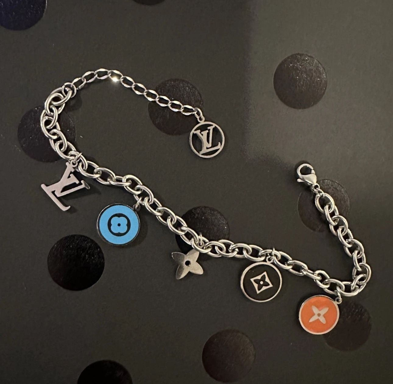 Silver Logo Designer Charm Bracelet
