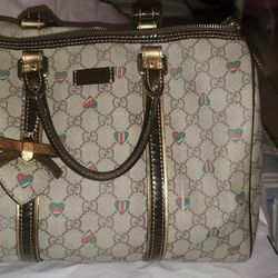Gucci Supreme Tattoo Hearts Joy Boston Handbag  