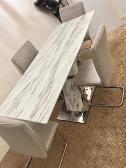 Marble-Top Dining Table with 4 Chairs