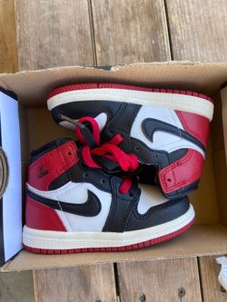 Nike Jordan 1 Black Toe Red White Size 6c Toddler Kids