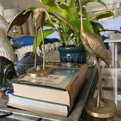 Vintage Korean Heron Brass Pair