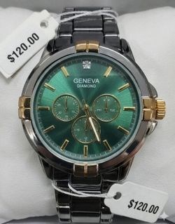 Geneva Diamond Chronograph Watch Green Dial