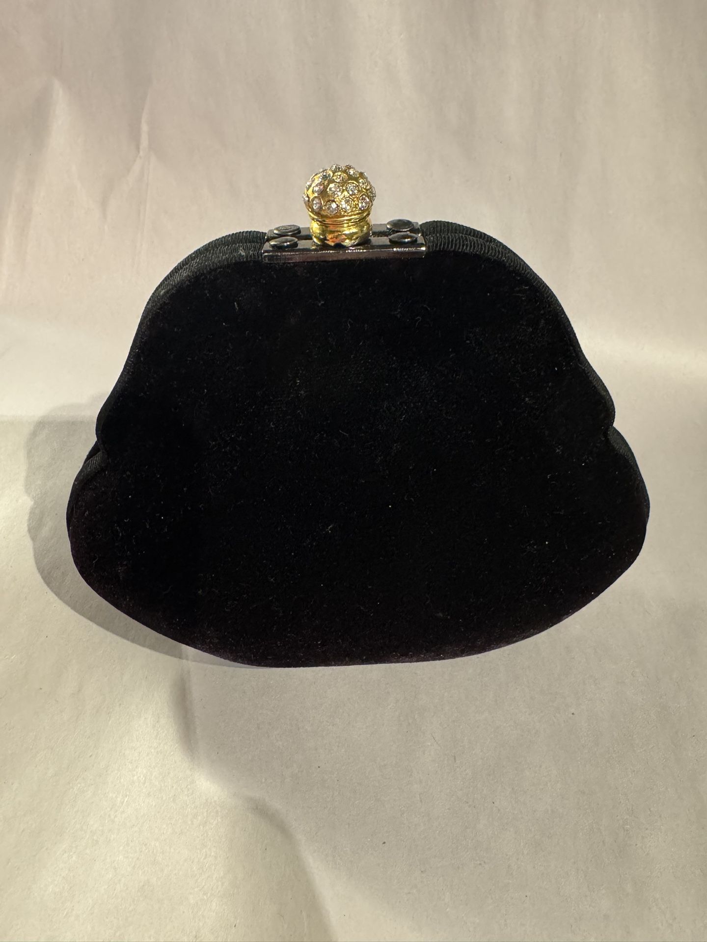 Y and S Original - Vintage Velvet Clam Shell Evening Clutch with Jeweled Clasp