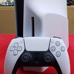 Sony PS5 Slim 1TB Disc Edition Video Game System with Controller & Plugs - White - Playstation 5 Blu-Ray Edition - Working