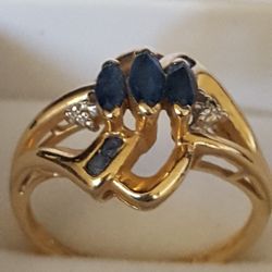 Precious 10k Real gold vintage Ring with blue spinel stone,2.31grs Sz 5.5 beautiful style, solid Ring
