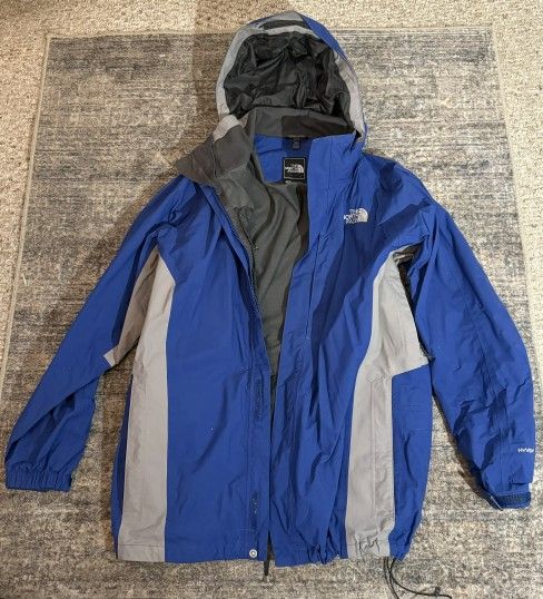 The North Face Jacket Mens Large L Blue Hyvent Parka Hooded Hiking Outdoors