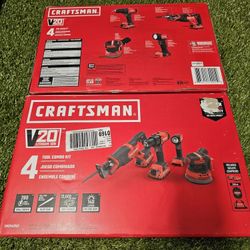 CRAFTSMAN V20 20-volt Max 4-Tool Power Tool Combo Kit includes 2-Batteries, Charger , and soft case.