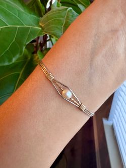 Ronaldo Guardian Angel Bracelet 14K Gold Artist Wire and Sterling Silver w/ Pearl