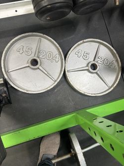 Weights Olympic Set of Two 45 Pound Discs Gym Work Out 